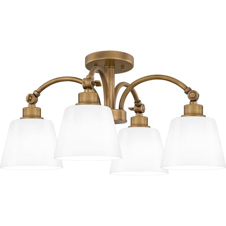 Quoizel Semi-Flush Mount Semi Flush 4 Lights Weathered Brass QSF6157WS